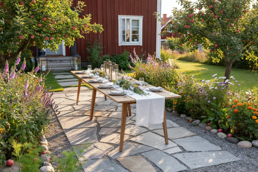 augusti i tr dg rden s skapar stenl ggaren snygga ytor f r kr ftskiva sensommarkv llar och enklare sk tsel